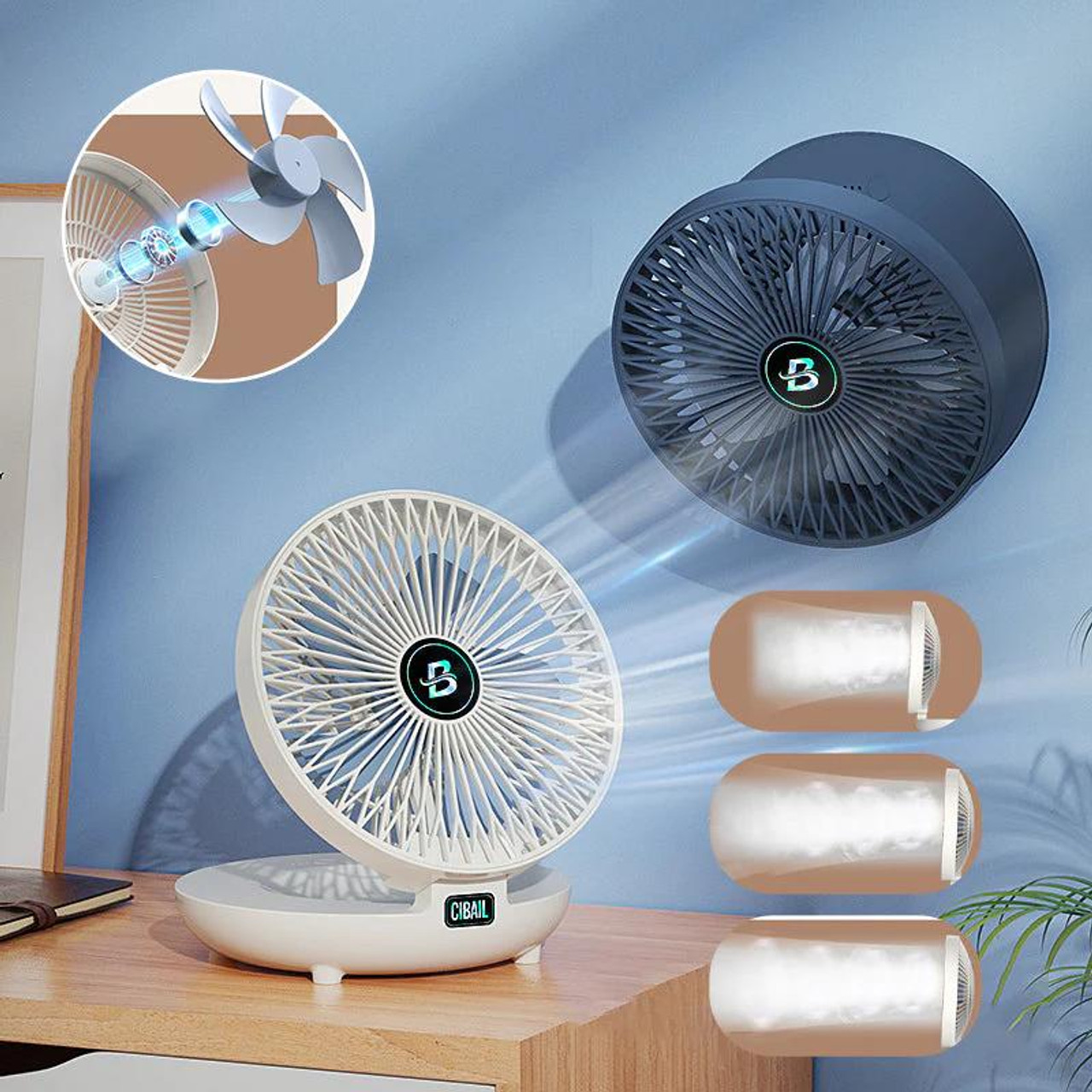Ventilateur Portable Et Mural 2-en-1