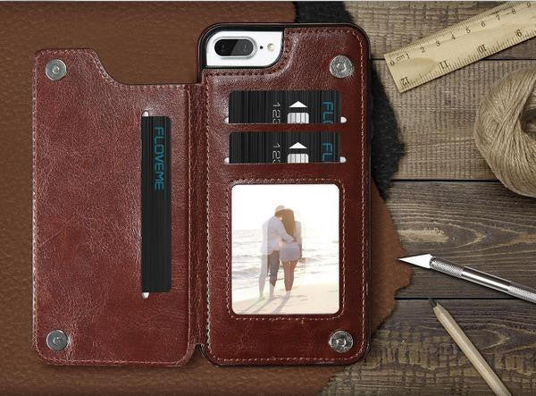 Etui En Cuir De Luxe Pour I-Phone Multi-Usage
