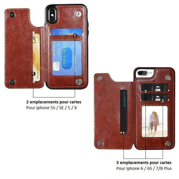 Etui En Cuir De Luxe Pour I-Phone Multi-Usage