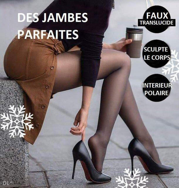 Faux Collant Translucide En Molleton Chaud - Jambes Parfaites