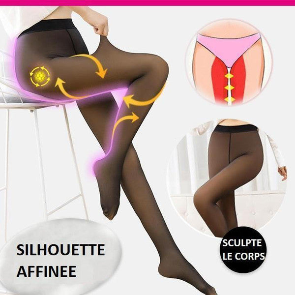 Faux Collant Translucide En Molleton Chaud - Jambes Parfaites