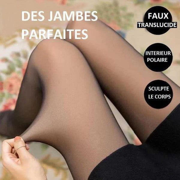 Faux Collant Translucide En Molleton Chaud - Jambes Parfaites