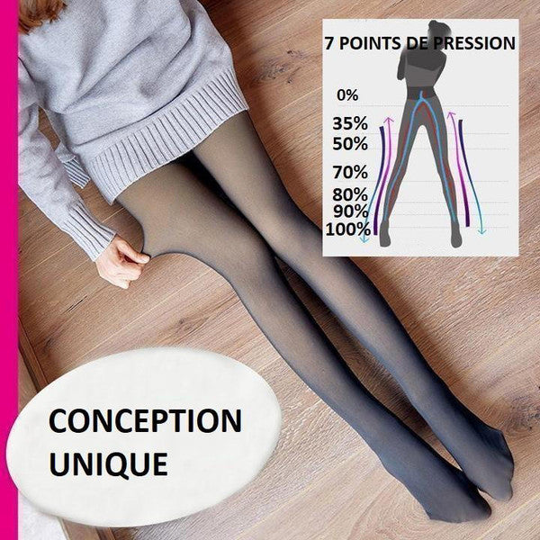 Faux Collant Translucide En Molleton Chaud - Jambes Parfaites