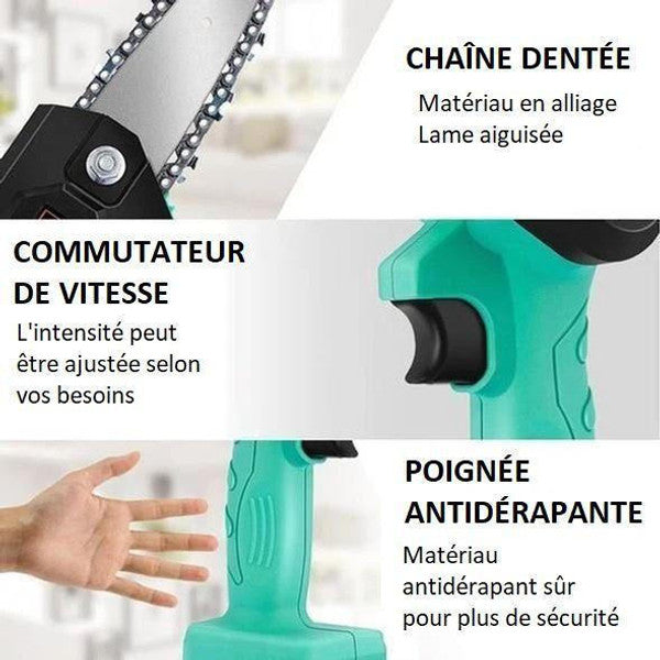 Mini Scie à Chaîne Electrique Rechargeable