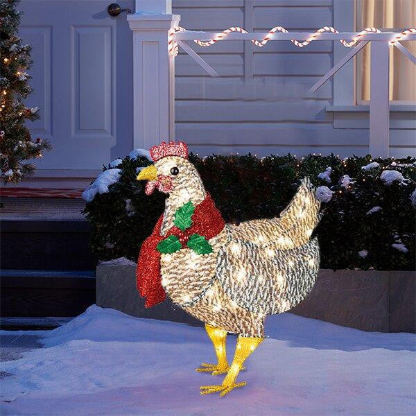 Poule Décorative Lumineuse Avec Écharpe