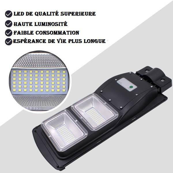 Réverbère Solaire 60 W Eclairage 120 LED 4500 LM