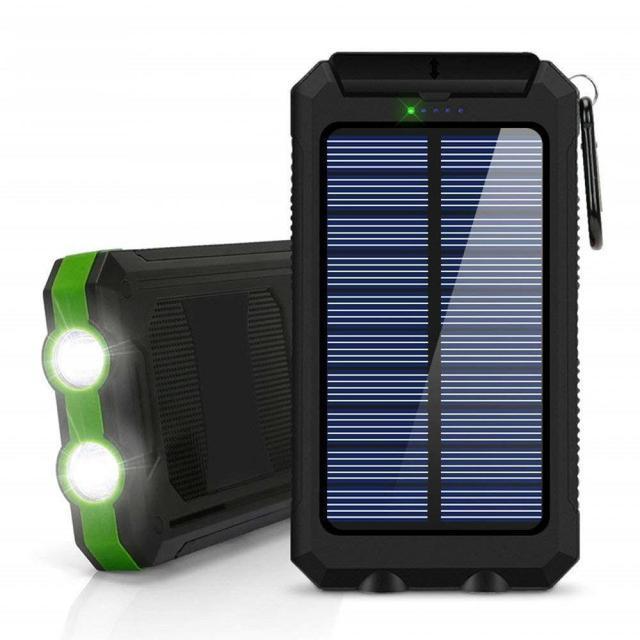 Chargeur de Batterie Solaire 20000mAh – Double USB Étanche Antichoc et Lumière LED