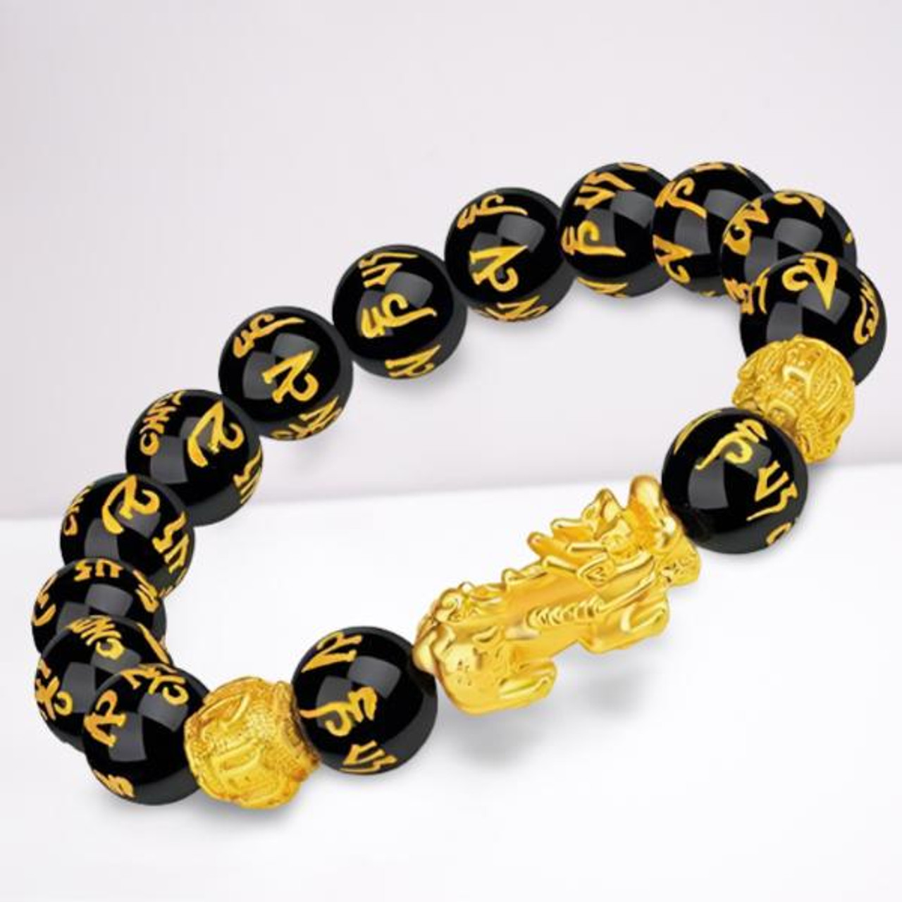 Bracelet Feng Shui En Obsidienne Noire