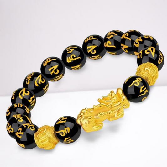 Bracelet Feng Shui En Obsidienne Noire