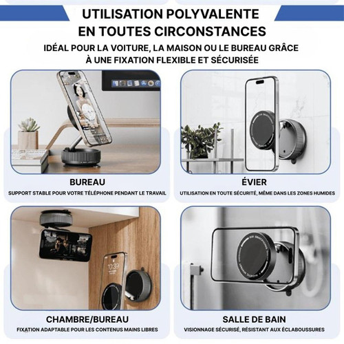 Support Magnétique Téléphone Voiture Avec Ventouse