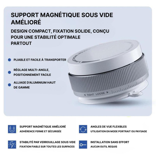 Support Magnétique Téléphone Voiture Avec Ventouse