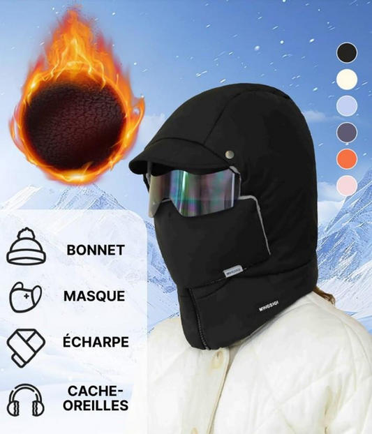 Cagoule Hiver 4-en-1 - Bonnet, Masque et Lunettes Intégrés