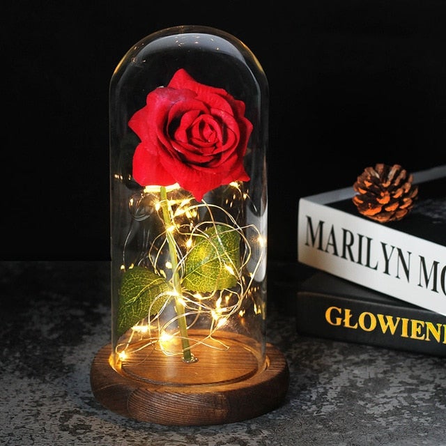 Rose Eternelle Cloche de Verre à LED – Cadeau Saint Valentin