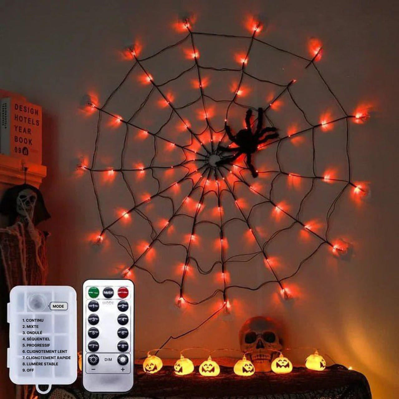 Toile d'Araignée Halloween LED 3D